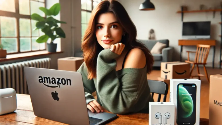 20代女性がAmazonでApple整備済み製品を比較している様子