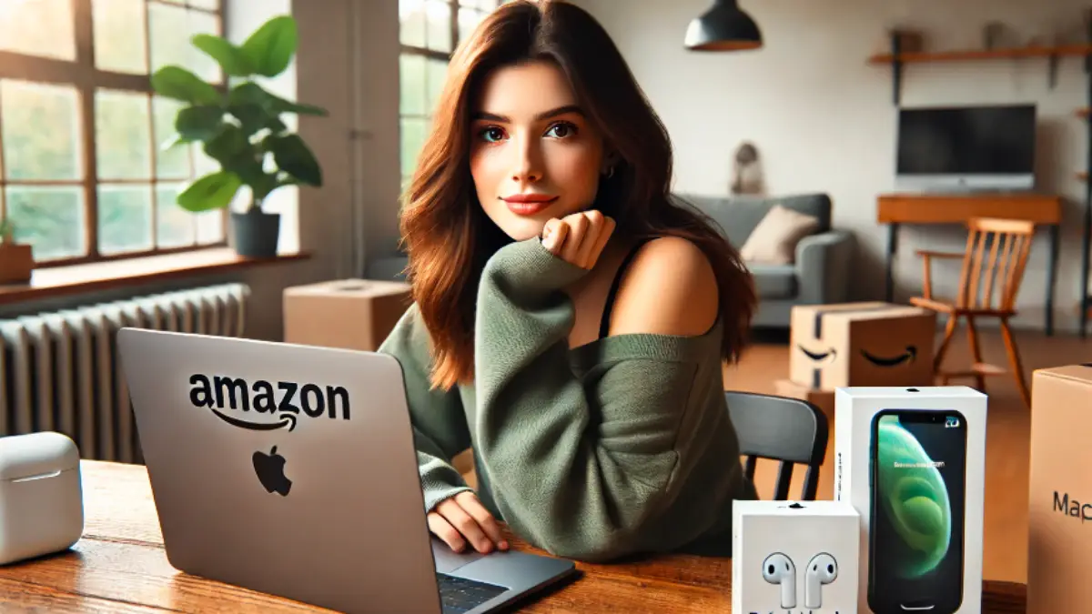 20代女性がAmazonでApple整備済み製品を比較している様子