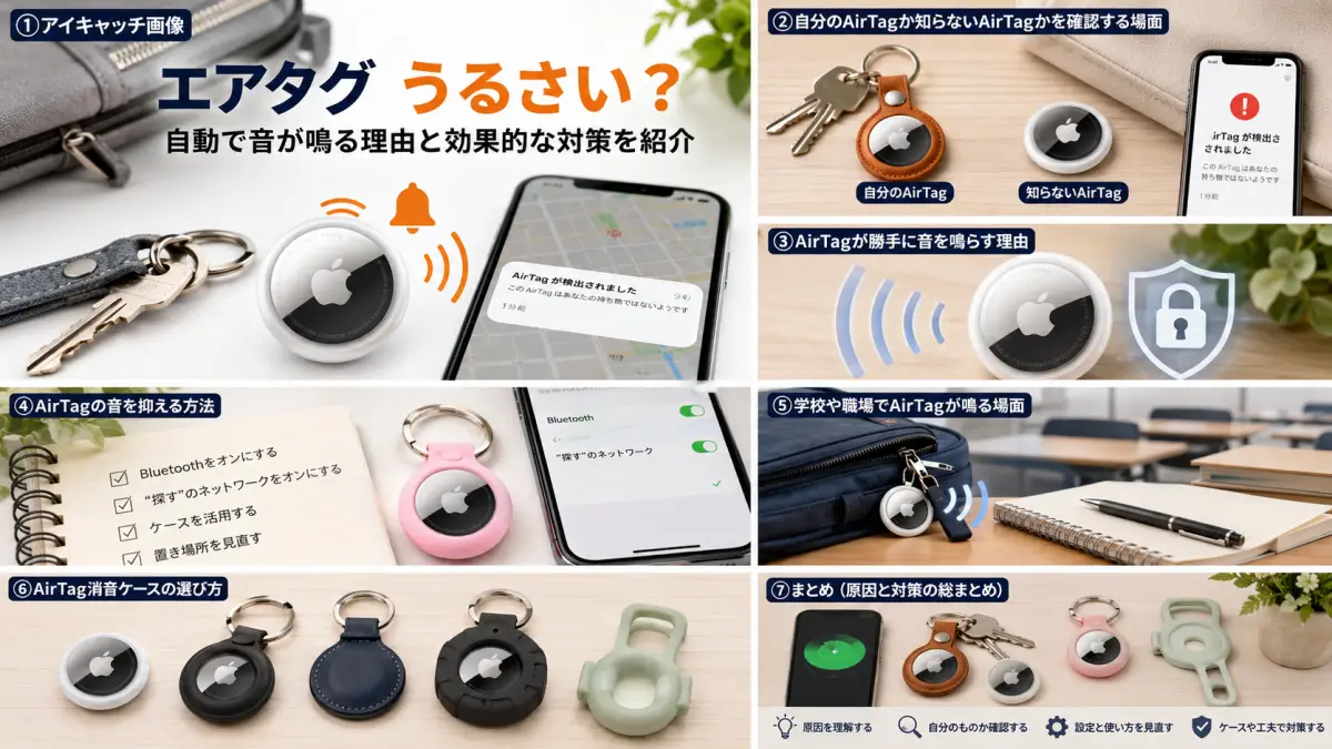 エアタグ うるさいときの原因と対策をまとめた画像