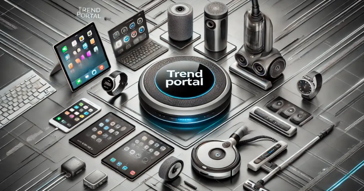 ガジェットや家電を象徴するスタイリッシュなデザインと「TRENDPORTAL」の文字が入った画像