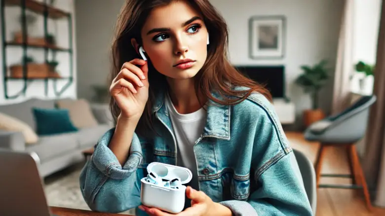 AirPods Proの片方だけ認識されずに困惑する20代女性