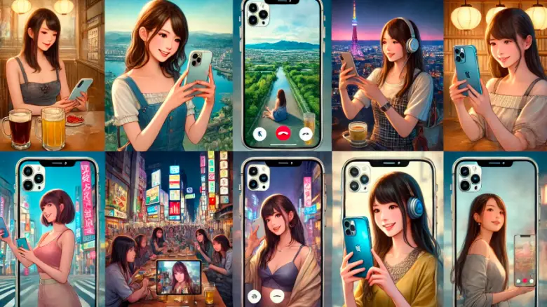 20代の日本人女性たちがiPhone 17 Proを使って楽しむ様子