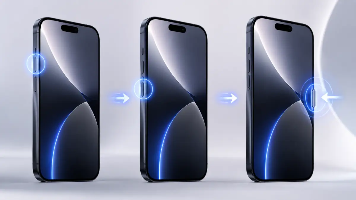 iPhone16の強制再起動手順 iPhone16を強制再起動する音量ボタンとサイドボタンの操作手順