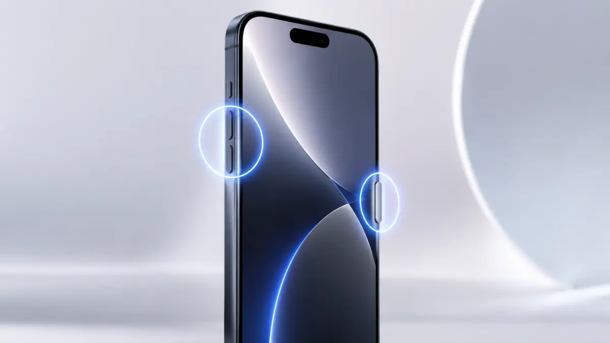 iPhone16のサイドボタンと音量ボタンの位置 iPhone16のサイドボタンと音量ボタンの位置を示した画像