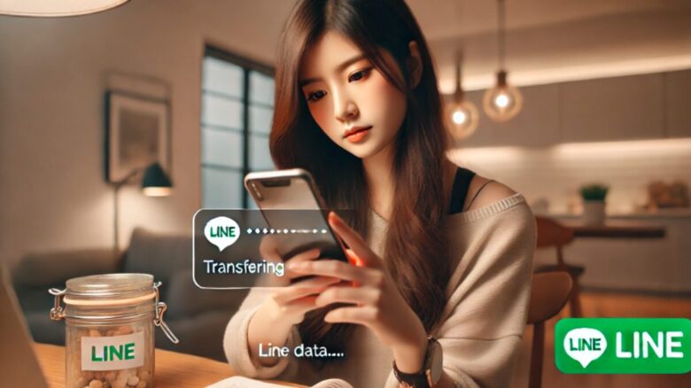 LINEのデータ移行に集中している東アジア系の若い女性
