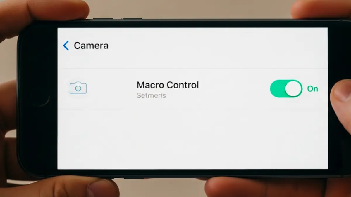 iPhoneの設定画面でマクロコントロールを有効にする手順の表示