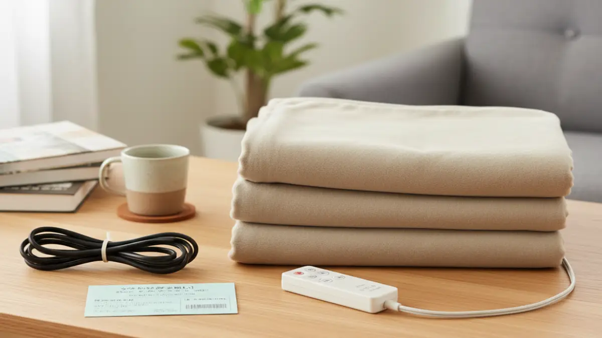 指定ごみ袋に収まる電気敷き毛布をイメージした燃えるごみ条件の説明画像