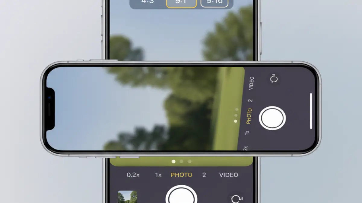 iPhoneカメラの9対16アスペクト比設定画面 iPhoneカメラを9対16のアスペクト比に設定した画面表示の例