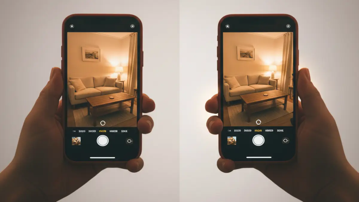iPhoneカメラで写真が自動的に明るく補正されるイメージ