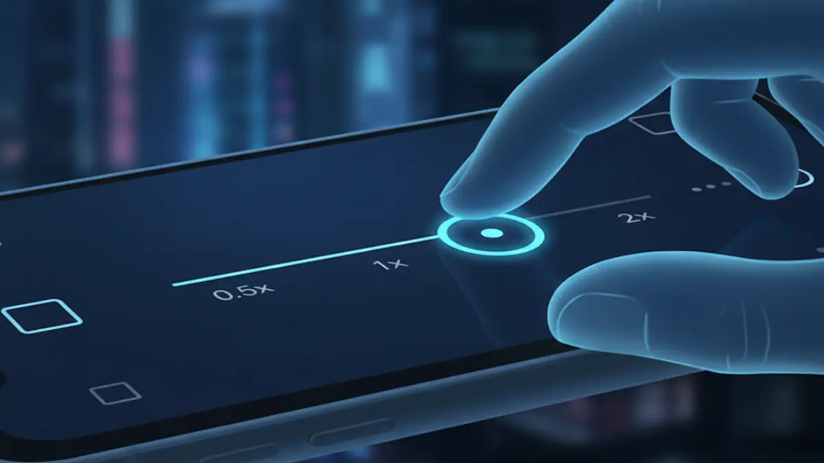 iPhoneズームコントロールのジェスチャー操作例 iPhoneのズームコントロールで指のジェスチャー操作を行う様子