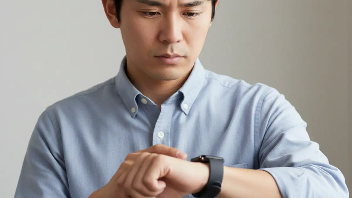 迷っている人のための判断ポイント ファー ウェイ スマートウォッチ やめた方がいいか迷いながら確認する人物のイメージ