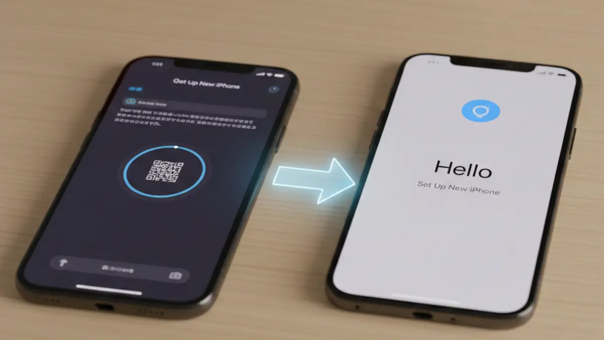 iPhone17のクイックスタートでデータ移行を進めるイメージ