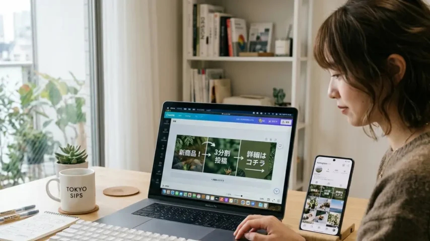 Instagram3分割をCanvaで作る Instagram 3分割画像をCanvaで作成する方法