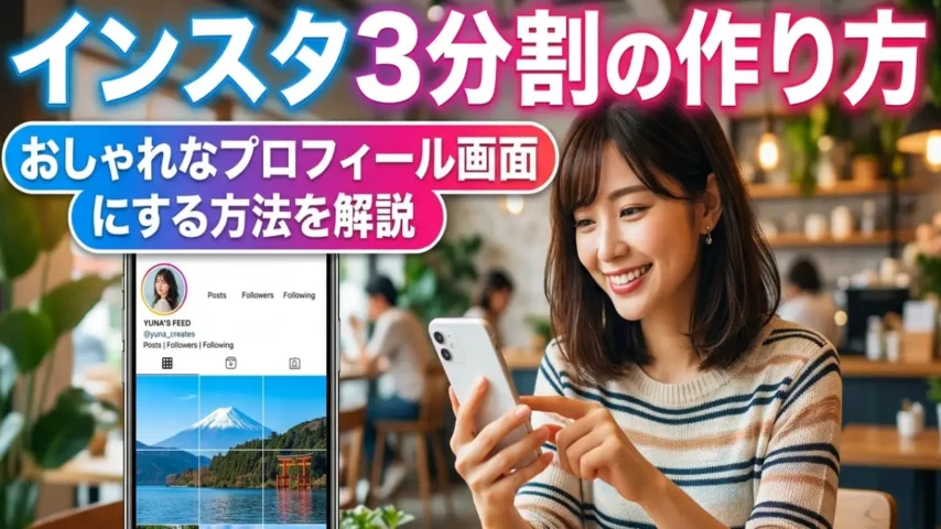 Instagram3分割プロフィール表示 Instagram 3分割でプロフィールがつながって表示される例
