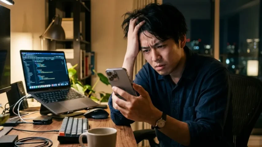 インスタログインできないトラブルを確認するスマホユーザー