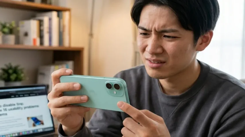 iPhone16カメラボタンの誤作動対策 iPhone16のカメラボタンが勝手に開いて困っている日本人男性