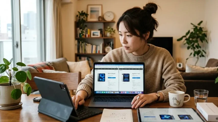 中古iPadを比較して選ぶ様子