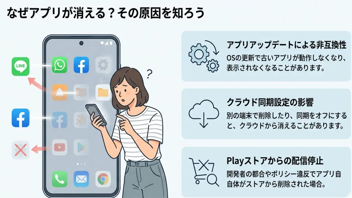 アプリ勝手に消えるAndroidの原因イメージ