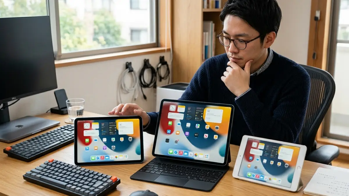 iPad機種選びの比較イメージ iPadノート代わりで機種選びに迷う様子
