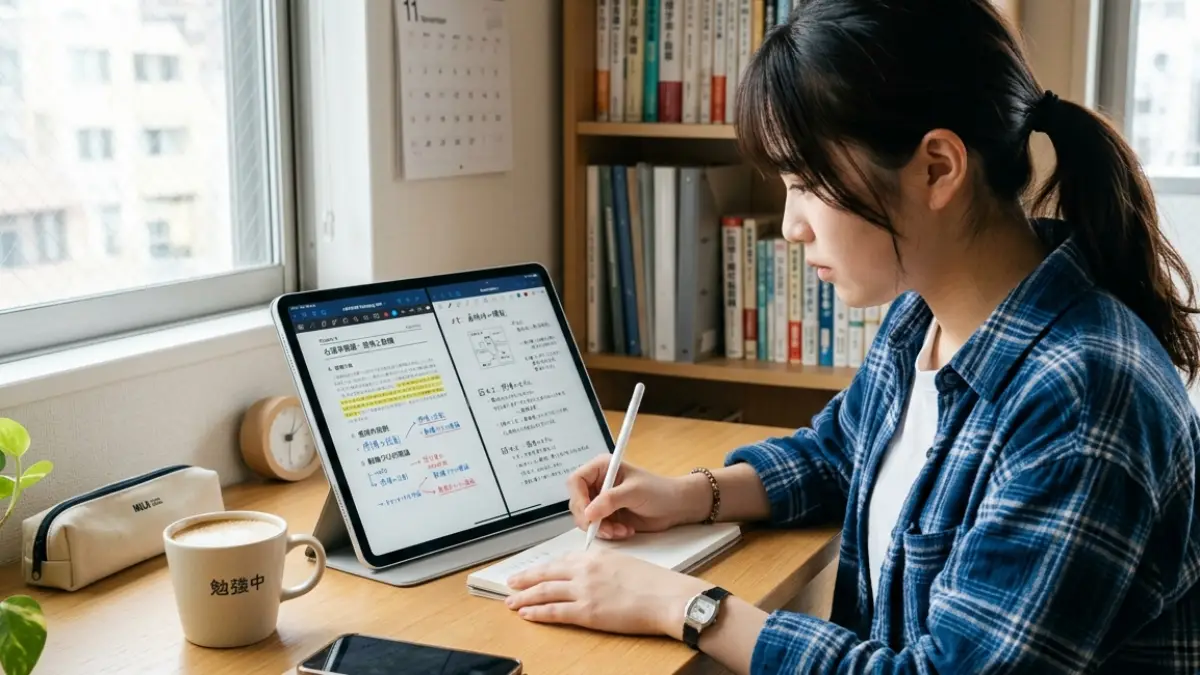 iPadノート代わりのメリット活用イメージ iPadノート代わりのメリットであるデジタル管理の様子