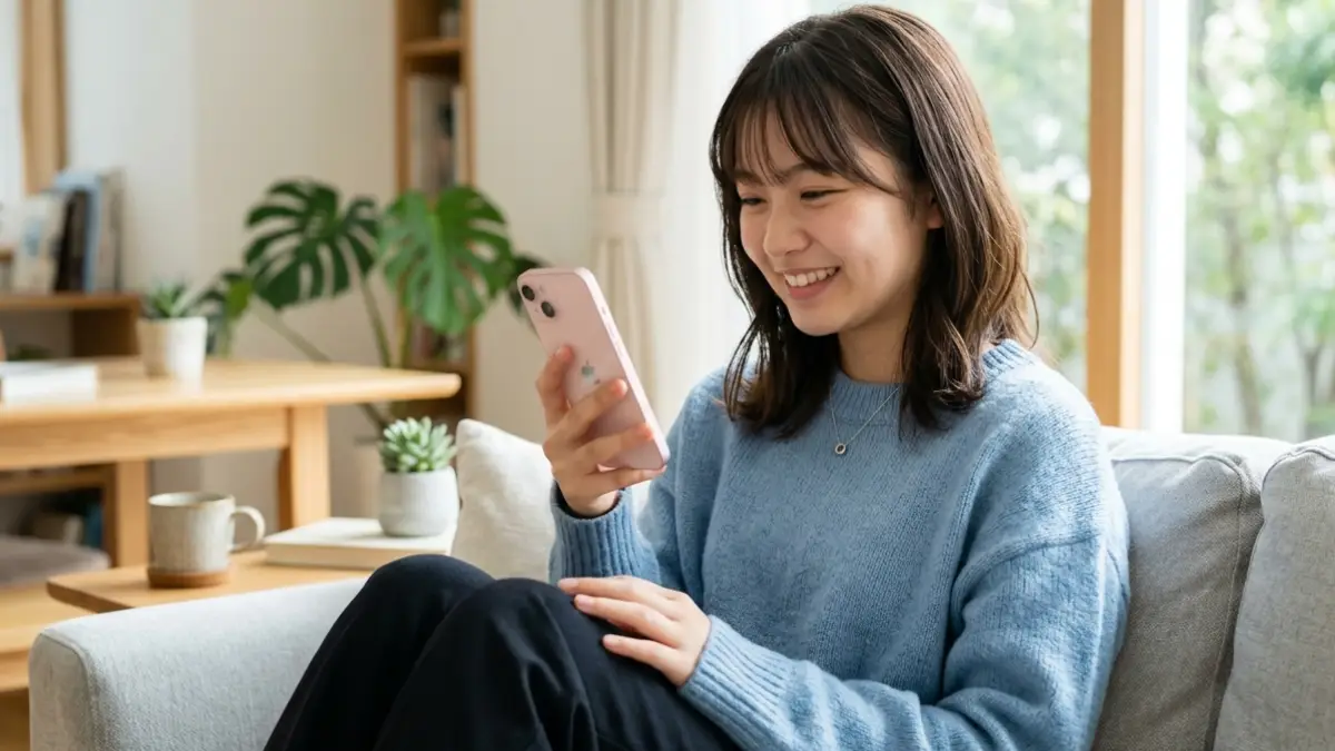 iPhoneのAppライブラリでアプリを探して確認している様子