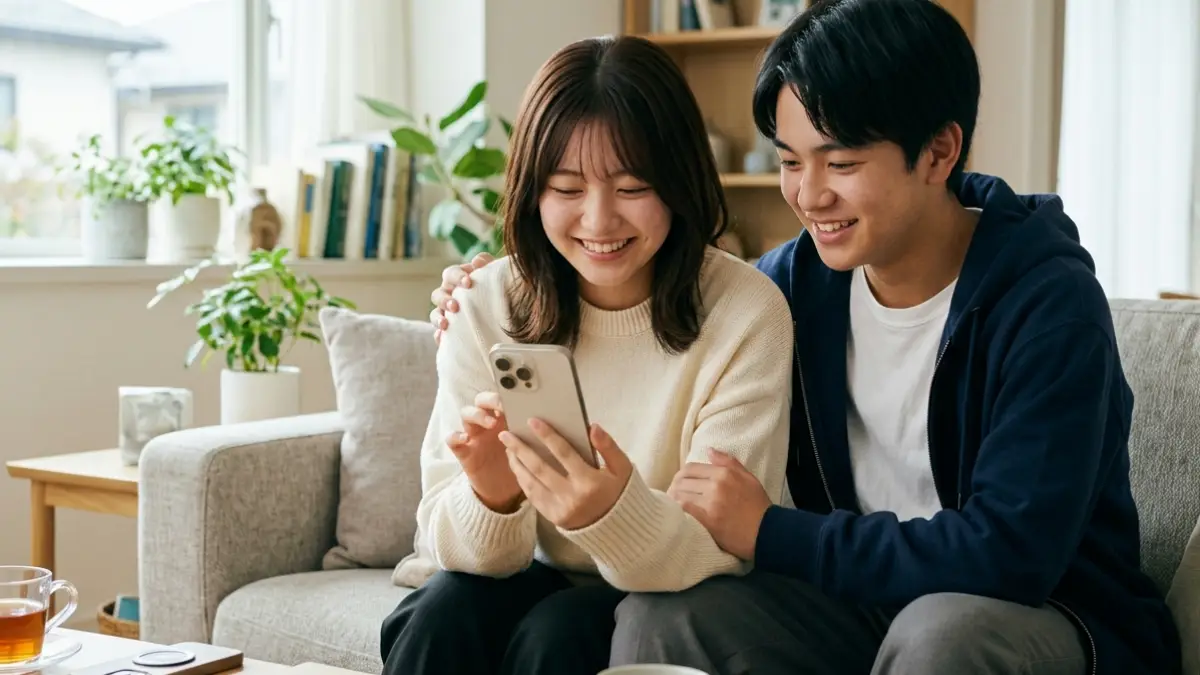 iPhoneのアプリ問題が解決して安心している様子