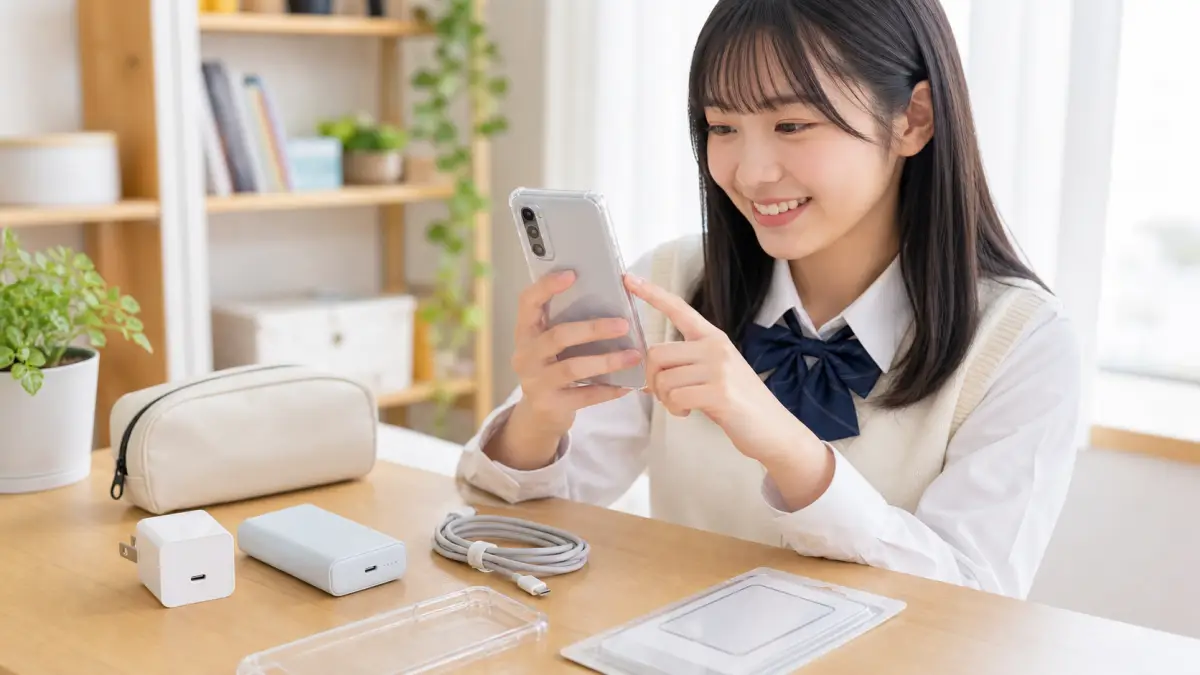 AQUOS R10バッテリー 持ち対策に便利な周辺機器と日本人女性