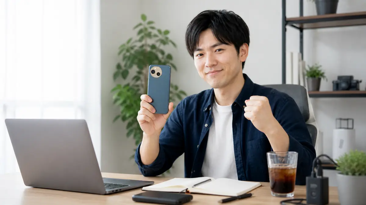 AquosR10ゲーム性能を総合判断する日本人男性のイメージ