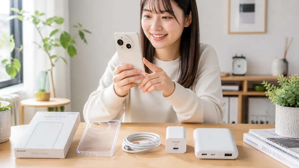 AQUOS R10バッテリー 持ち対策に便利な周辺機器と日本人女性