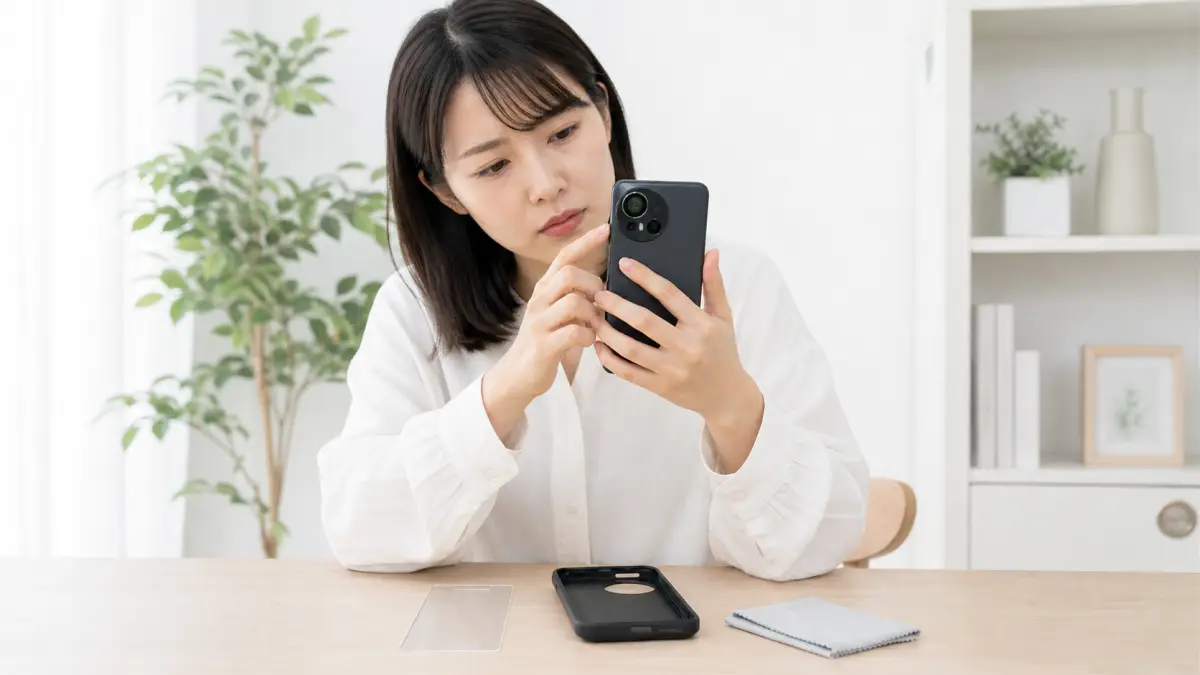 AQUOS R10 不具合の見分け方を確認する日本人女性のイメージ