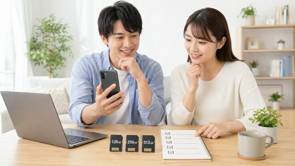 AQUOSはSDカード対応と容量を最終確認する日本人家族