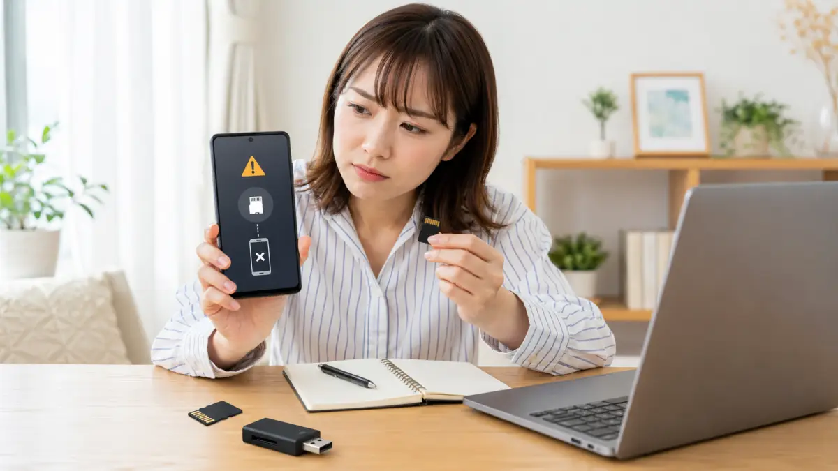 AQUOS SDカード認識しない時に確認する日本人女性