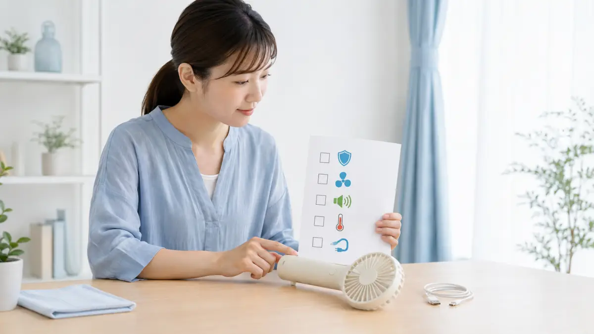 ハンディファンを落とした後の対処法 ハンディファン落とした後の対処法をチェックする日本人女性