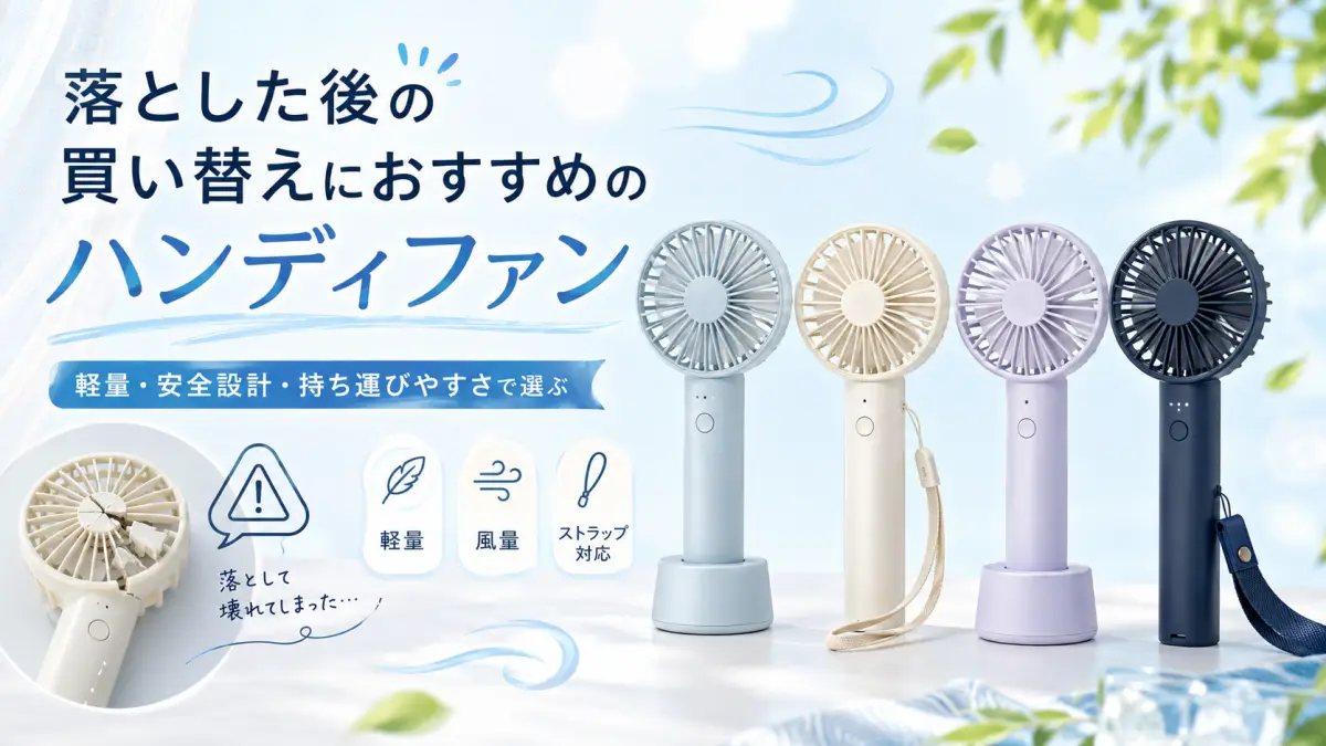 落とした後の買い替えにおすすめのハンディファン 落とした後の買い替えにおすすめのハンディファンを比較するイメージ画像