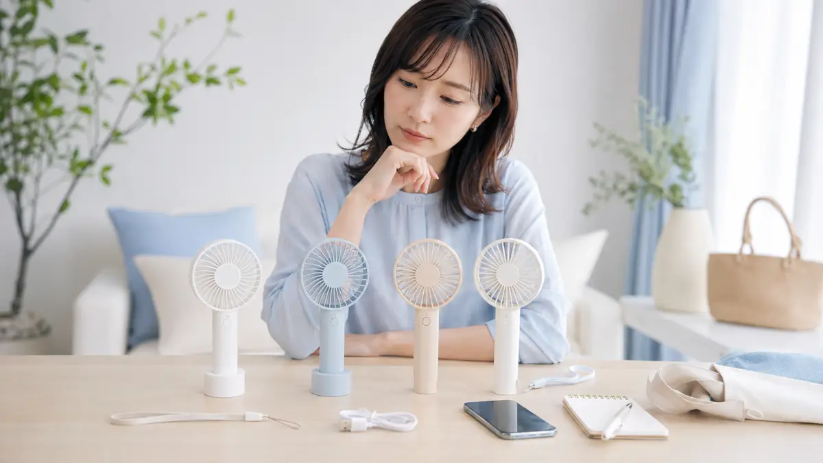 落とした後の買い替えにおすすめのハンディファン ハンディファン落とした後に買い替え候補を比較する日本人女性