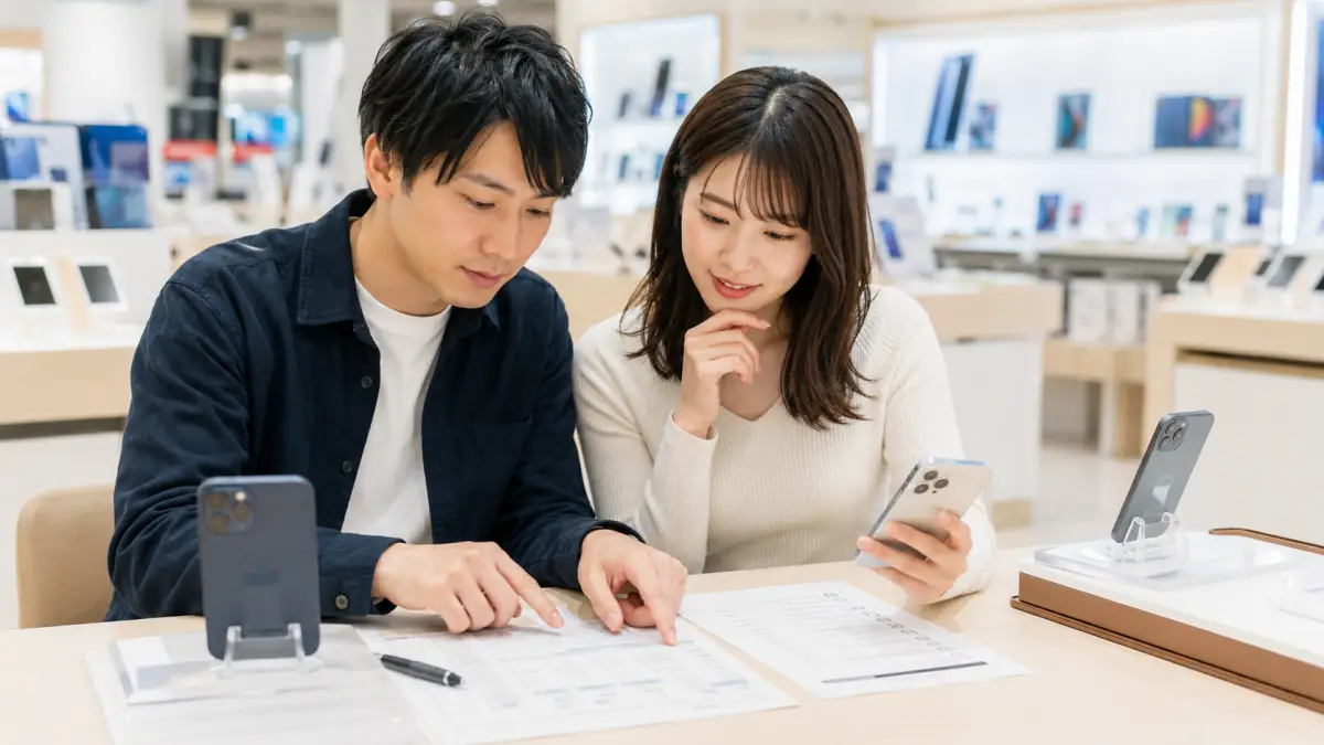 ノジマのiPhone機種変更前に確認するポイント ノジマ iPhone機種 変更キャンペーンの総額と条件を確認する日本人男女