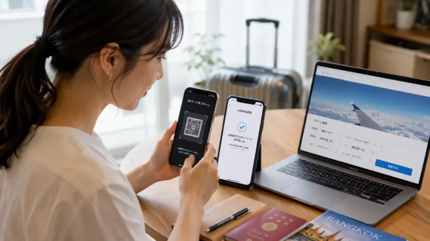 iPhoneとAndroidで電話番号付きeSIMを設定する 電話番号付きeSIM海外をiPhoneとAndroidで設定する