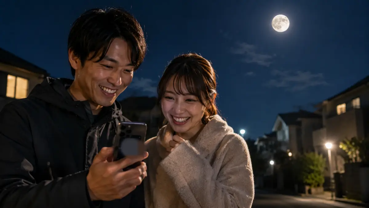 iPhone月の撮影に成功した日本人夫婦