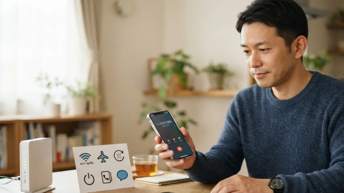 Rakuten Linkのメッセージが届かないときの対処法 楽天 リンク メッセージが届かないときに通信や電話番号を確認する日本人男性