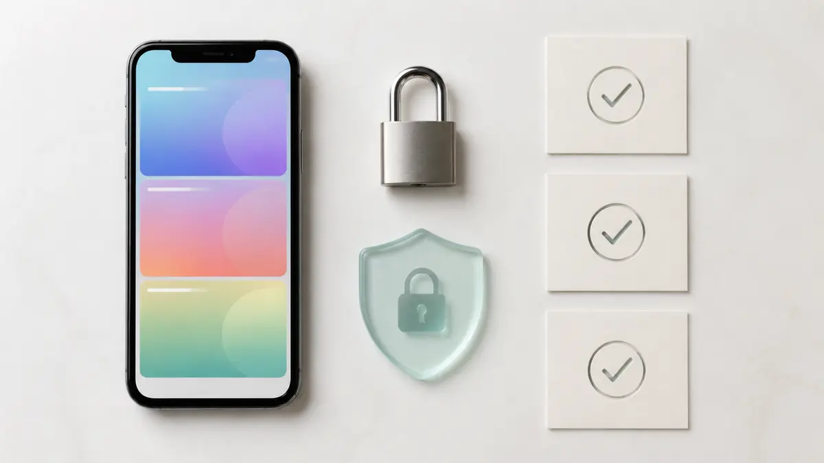 StorySaver.netを安全に使うための確認項目を表すスマートフォンとチェックマーク